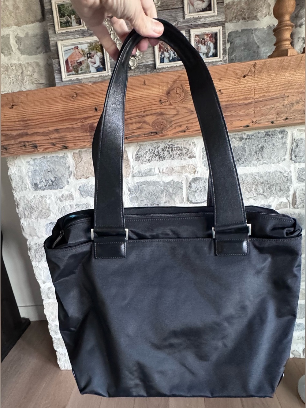 Classic Black TUMI Tote Bag with Leather Handles
